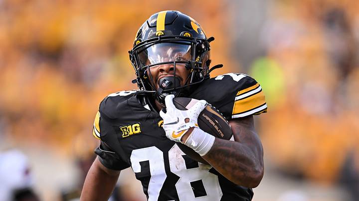 Sep 5, 2026; Iowa City, Iowa, USA; Iowa Hawkeyes running back Kamari Moulton (28) runs for a 66 yard touchdown against the Northern Illinois Huskies during the first quarter at Kinnick Stadium. Mandatory Credit: Jeffrey Becker-Imagn Images Sep 5, 2026; Iowa City, Iowa, USA; Iowa Hawkeyes running back Kamari Moulton (28) runs for a 66 yard touchdown against the Northern Illinois Huskies during the first quarter at Kinnick Stadium. Mandatory Credit: Jeffrey Becker-Imagn Images