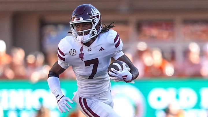 Mississippi State Bulldogs wide receiver Mario Craver (7) runs the ball in the second half against the Texas Longhorns at Darrell K Royal-Texas Memorial Stadium.