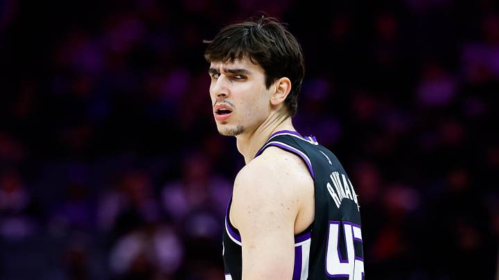 Jan 20, 2026; Sacramento, California, USA; Sacramento Kings center Maxime Raynaud (42) reacts after a play against the Miami Heat during the third quarter at Golden 1 Center. Mandatory Credit: Sergio Estrada-Imagn Images