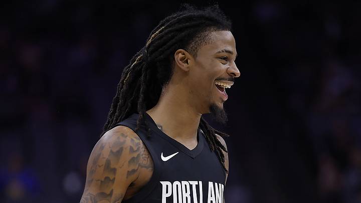Oct 13, 2026; Sacramento, California, USA; Portland Trail Blazers guard Ja Morant (1) smiles after a play against the Sacramento Kings during the second quarter at Golden 1 Center. Mandatory Credit: Kelley L Cox-Imagn Images Oct 13, 2026; Sacramento, California, USA; Portland Trail Blazers guard Ja Morant (1) smiles after a play against the Sacramento Kings during the second quarter at Golden 1 Center. Mandatory Credit: Kelley L Cox-Imagn Images