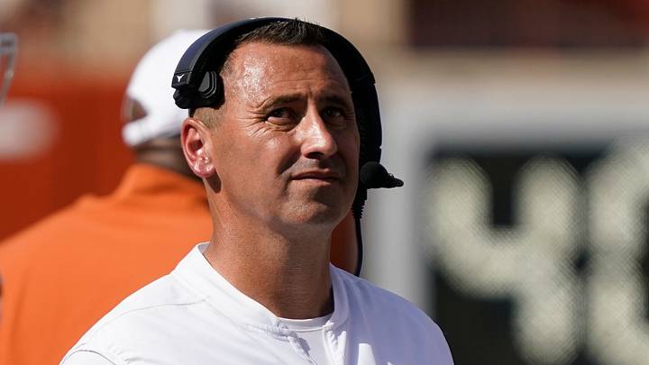 Texas Longhorns head coach Steve Sarkisian looks at the scoreboard in the first half of the game against the Louisiana Ragin' Cajuns at Darrell K Royal-Texas Memorial Stadium. Texas Longhorns head coach Steve Sarkisian looks at the scoreboard in the first half of the game against the Louisiana Ragin' Cajuns at Darrell K Royal-Texas Memorial Stadium.