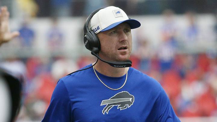 Bills head coach Joe Brady looks on during the fourth quarter during their game Sunday, September 27, 2026 at Highmark Stadium in Orchard Park, NY.
