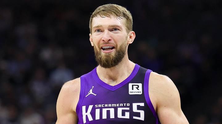 Jan 1, 2025; Sacramento, California, USA; Sacramento Kings forward Domantas Sabonis (11) reacts after a play during the first quarter against the Philadelphia 76ers at Golden 1 Center. Mandatory Credit: Sergio Estrada-Imagn Images
