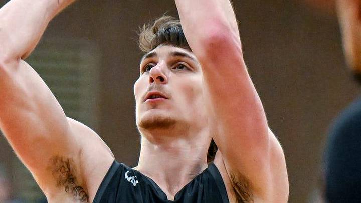 Michigan State and Team Motorcars’ Anton Bonke shoots a free throw against Team Faygo during the Moneyball Pro-Am on Tuesday, June 23, 2026, at Holt High School.