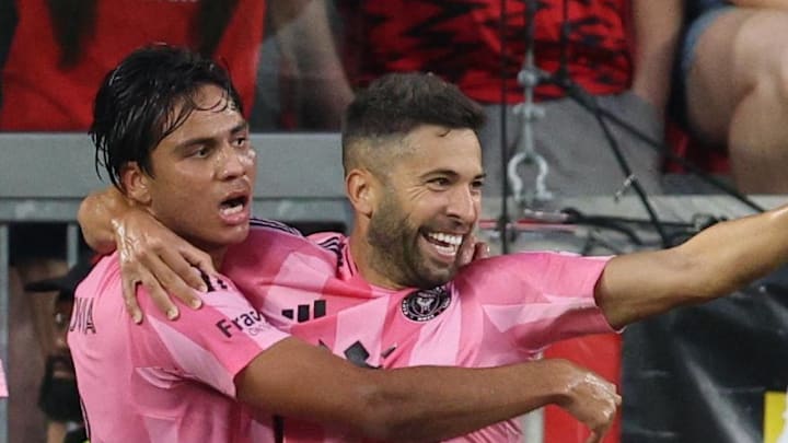 Telasco Segovia (left) and Jordi Alba both scored in Inter Miami CF's win over the New York Red Bulls on Saturday. 