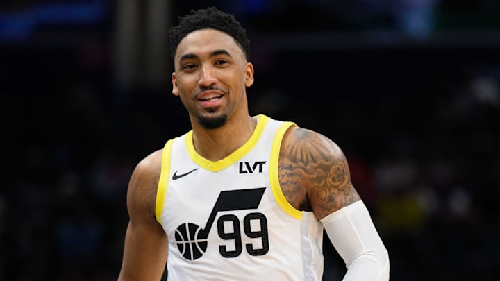 Mar 5, 2025; Washington, District of Columbia, USA; Utah Jazz forward KJ Martin (99) looks on during the third quarter against the Washington Wizards at Capital One Arena. Mandatory Credit: Reggie Hildred-Imagn Images