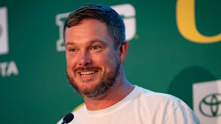 Oregon coach Dan Lanning speaks during Oregon football’s Media Day on July 28, 2025, at Autzen Stadium in Eugene. Oregon coach Dan Lanning speaks during Oregon football’s Media Day on July 28, 2025, at Autzen Stadium in Eugene.