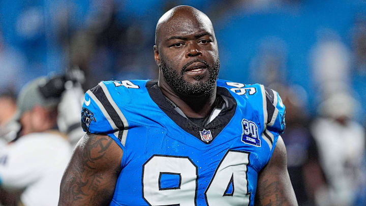 Oct 13, 2024; Charlotte, North Carolina, USA; Carolina Panthers defensive end A'Shawn Robinson (94) during the second half at Bank of America Stadium. Mandatory Credit: Jim Dedmon-Imagn Images Oct 13, 2024; Charlotte, North Carolina, USA; Carolina Panthers defensive end A'Shawn Robinson (94) during the second half at Bank of America Stadium. Mandatory Credit: Jim Dedmon-Imagn Images
