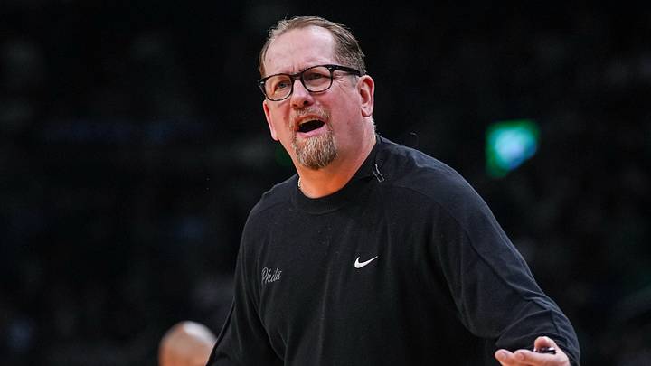 Boston, Massachusetts, USA; Philadelphia 76ers head coach Nick Nurse watches from the sideline as they take on the Boston Celtics during game five of the first round of the 2026 NBA Playoffs at TD Garden on April 28, 2026.