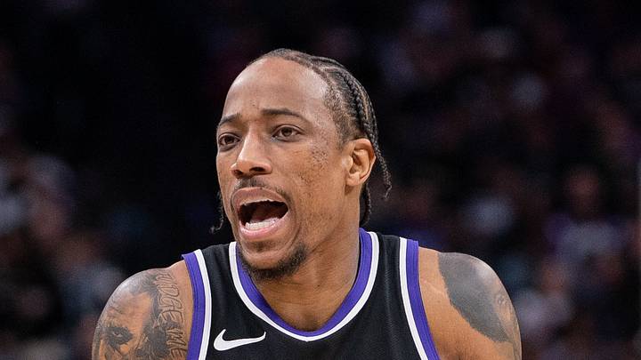 Mar 7, 2025; Sacramento, California, USA; Sacramento Kings forward DeMar DeRozan (10) reacts to a call during the fourth quarter of the game against the San Antonio Spurs at Golden 1 Center. Mandatory Credit: Ed Szczepanski-Imagn Images Mar 7, 2025; Sacramento, California, USA; Sacramento Kings forward DeMar DeRozan (10) reacts to a call during the fourth quarter of the game against the San Antonio Spurs at Golden 1 Center. Mandatory Credit: Ed Szczepanski-Imagn Images
