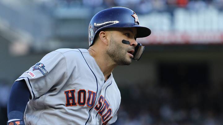 Jose Altuve rounds first base after hitting a solo home-run in the top of the first inning. Tuesday, October 15, 2019
Alcs Game 3 Jose Altuve rounds first base after hitting a solo home-run in the top of the first inning. Tuesday, October 15, 2019
Alcs Game 3