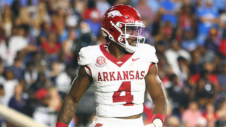 Arkansas Razorback running back Mike Washington Jr.  Mandatory Credit: Petre Thomas-Imagn Images