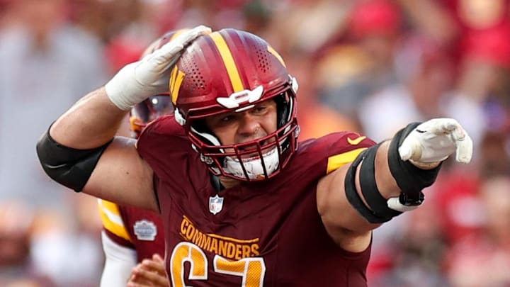 Washington Commanders guard Nick Allegretti (67). Washington Commanders guard Nick Allegretti (67).