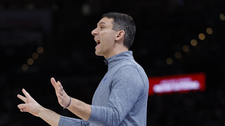 Mar 12, 2026; Oklahoma City, Oklahoma, USA; Oklahoma City Thunder Head Coach Mark Daigneault yells to his team during a play against the Boston Celtics during the fourth quarter at Paycom Center. Mandatory Credit: Alonzo Adams-Imagn Images