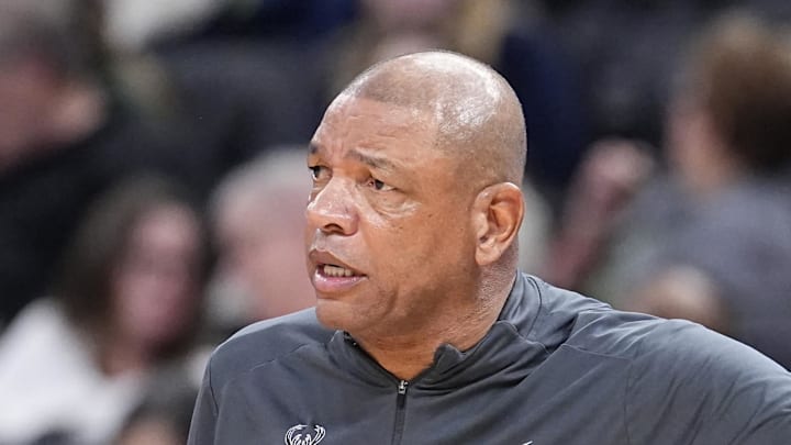 Milwaukee Bucks head coach Doc Rivers directs traffic his team against the Memphis Grizzlies.