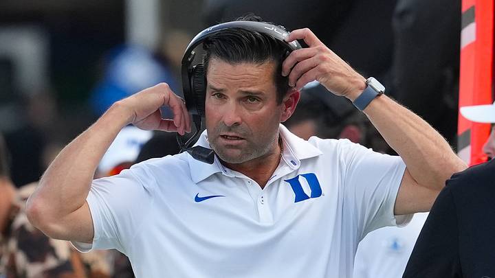 Sep 19, 2026; Durham, North Carolina, USA; Duke Blue Devils head coach Manny Diaz looks on against the Stanford Cardinal during the first half at Wallace Wade Stadium. Mandatory Credit: James Guillory-Imagn Images Sep 19, 2026; Durham, North Carolina, USA; Duke Blue Devils head coach Manny Diaz looks on against the Stanford Cardinal during the first half at Wallace Wade Stadium. Mandatory Credit: James Guillory-Imagn Images