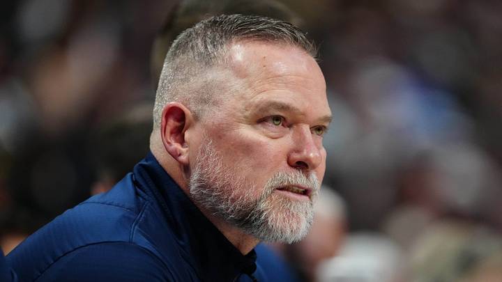 Apr 6, 2025; Denver, Colorado, USA; Denver Nuggets head coach Michael Malone during the second quarter against the Indiana Pacers at Ball Arena. Mandatory Credit: Ron Chenoy-Imagn Images Apr 6, 2025; Denver, Colorado, USA; Denver Nuggets head coach Michael Malone during the second quarter against the Indiana Pacers at Ball Arena. Mandatory Credit: Ron Chenoy-Imagn Images