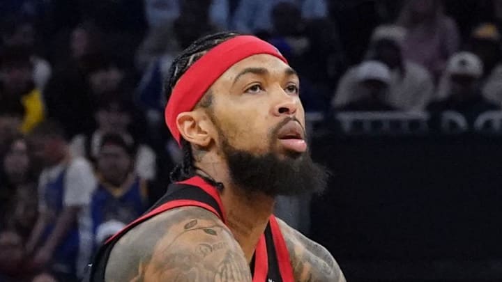 Toronto Raptors forward Brandon Ingram shoots a three-pointer against the Golden State Warriors.