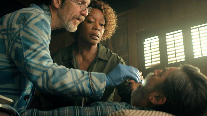 The Boroughs. (L to R) Denis O’Hare as Wally, Alfre Woodard as Judy, Alfred Molina as Sam in The Boroughs