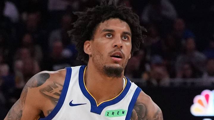 Oct 16, 2026; San Francisco, California, USA;  Golden State Warriors forward Yaxel Lendeborg (1) prepares to take a shot against the Portland Trail Blazers in the third quarter at Chase Center. Mandatory Credit: David Gonzales-Imagn Images