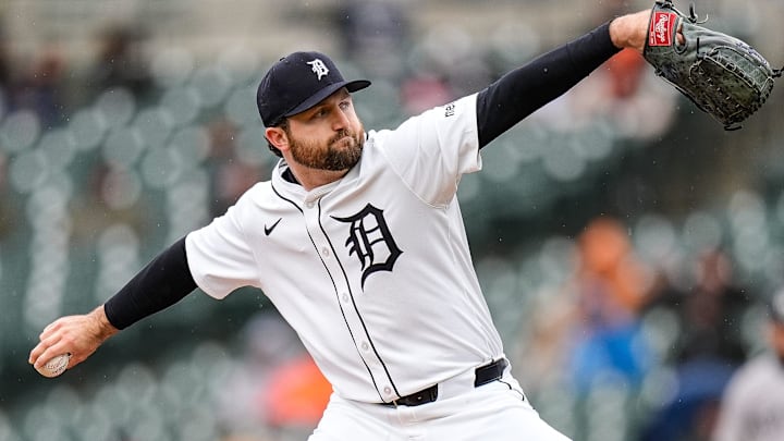 Detroit Tigers pitcher Casey Mize (12) throws against New York Yankees during the second inning at Comerica Park in Detroit on Monday, April 7, 2025 Detroit Tigers pitcher Casey Mize (12) throws against New York Yankees during the second inning at Comerica Park in Detroit on Monday, April 7, 2025