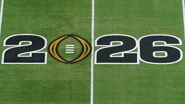 Jan 19, 2026; Miami Gardens, FL, USA; A general view of a 2026 logo before the CFP National Championship college football game between the Indiana Hoosiers and the Miami Hurricanes at Hard Rock Stadium. Mandatory Credit: James Lang-Imagn Images Jan 19, 2026; Miami Gardens, FL, USA; A general view of a 2026 logo before the CFP National Championship college football game between the Indiana Hoosiers and the Miami Hurricanes at Hard Rock Stadium. Mandatory Credit: James Lang-Imagn Images