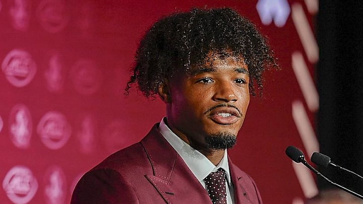 Jul 23, 2025; Charlotte, NC, USA; FSU quarterback Tommy Castellanos answers questions from the media during ACC Media days at Hilton Charlotte Uptown. Mandatory Credit: Jim Dedmon-Imagn Images Jul 23, 2025; Charlotte, NC, USA; FSU quarterback Tommy Castellanos answers questions from the media during ACC Media days at Hilton Charlotte Uptown. Mandatory Credit: Jim Dedmon-Imagn Images