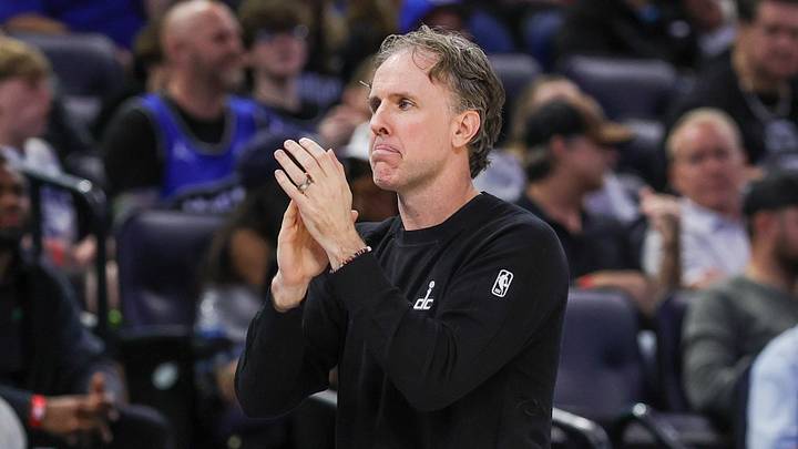 Mar 12, 2026; Orlando, Florida, USA; Washington Wizards head coach Brian Keefe reacts during the second half against the Orlando Magic at Kia Center. Mandatory Credit: Mike Watters-Imagn Images