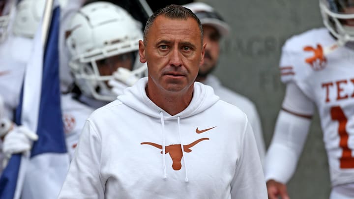 Texas Longhorns head coach Steve Sarkisian walks out of the lockerroom prior to the game against the Mississippi State Bulldogs at Davis Wade Stadium at Scott Field. Texas Longhorns head coach Steve Sarkisian walks out of the lockerroom prior to the game against the Mississippi State Bulldogs at Davis Wade Stadium at Scott Field.