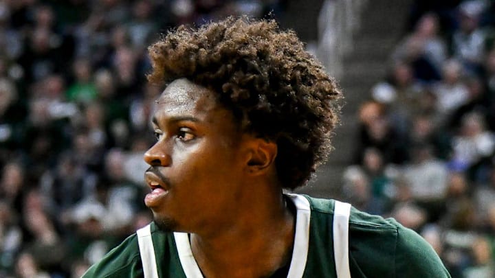 Michigan State's Coen Carr moves the ball against Northwestern during the first half on Thursday, Jan. 8, 2026, at the Breslin Center in East Lansing. Michigan State's Coen Carr moves the ball against Northwestern during the first half on Thursday, Jan. 8, 2026, at the Breslin Center in East Lansing.