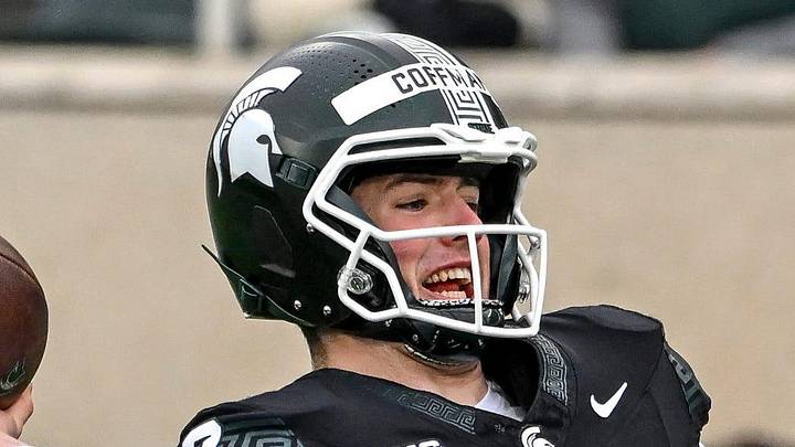 Michigan State's Kayd Coffman throws a pass during the football Spring Showcase on Saturday, April 18, 2026, at Spartan Stadium in East Lansing. Michigan State's Kayd Coffman throws a pass during the football Spring Showcase on Saturday, April 18, 2026, at Spartan Stadium in East Lansing.