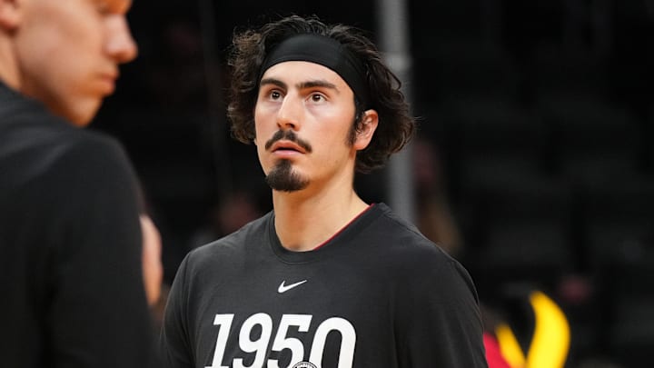 Miami Heat forward Jaime Jaquez Jr. (11) warms-up (Mandatory Credit: Jim Rassol-Imagn Images)