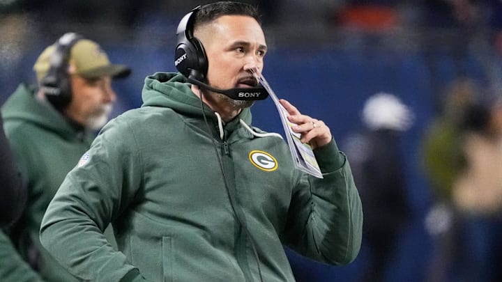 Green Bay Packers head coach Matt LaFleur watches game play against the Chicago Bears during the first quarter at Soldier Field. Green Bay Packers head coach Matt LaFleur watches game play against the Chicago Bears during the first quarter at Soldier Field.