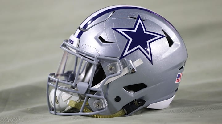 Sep 25, 2017; Glendale, AZ, USA; Detailed view of a Dallas Cowboys helmet against the Arizona Cardinals at University of Phoenix Stadium. Mandatory Credit: Mark J. Rebilas-Imagn Images