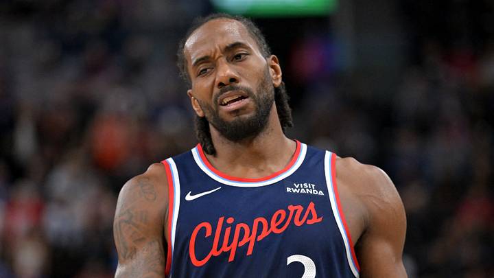 Apr 8, 2026; Inglewood, California, USA;  Los Angeles Clippers forward Kawhi Leonard (2) reacts after a missed basket in the second half against the Oklahoma City Thunder at Intuit Dome. Mandatory Credit: Jayne Kamin-Oncea-Imagn Images