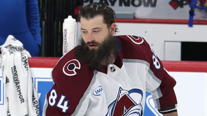 Mar 26, 2026; Winnipeg, Manitoba, CAN; Colorado Avalanche defenseman Brent Burns (84) puck juggles before a game against the Winnipeg Jets at Canada Life Centre. Mandatory Credit: James Carey Lauder-Imagn Images Mar 26, 2026; Winnipeg, Manitoba, CAN; Colorado Avalanche defenseman Brent Burns (84) puck juggles before a game against the Winnipeg Jets at Canada Life Centre. Mandatory Credit: James Carey Lauder-Imagn Images