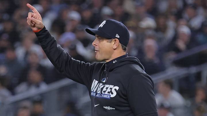 New York Yankees manager Aaron Boone calls for a new pitcher during the eighth inning against the Tampa Bay Rays in game three of the ALDS for the 2026 MLB Playoffs at Yankee Stadium. New York Yankees manager Aaron Boone calls for a new pitcher during the eighth inning against the Tampa Bay Rays in game three of the ALDS for the 2026 MLB Playoffs at Yankee Stadium.