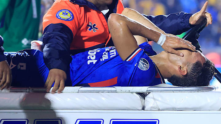 Jesús Orózco (bottom) was visibly emotional after suffering an injury in the Liga MX semifinals. 