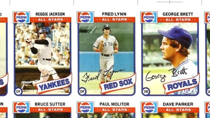 Portion of 1980 Topps Pepsi All-Stars uncut sheet