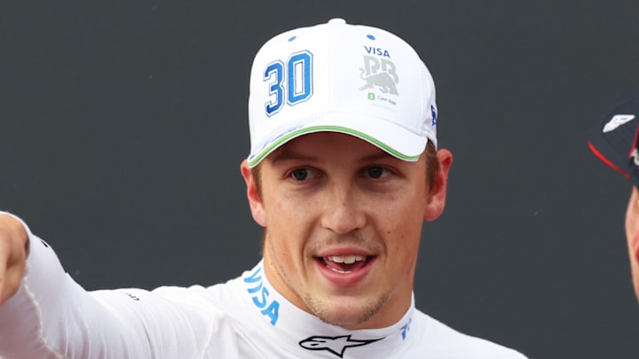 Liam Lawson, Racing Bulls, talks with Max Verstappen, Red Bull, after qualifying for the Azerbaijan Grand Prix, Baku City Circuit.