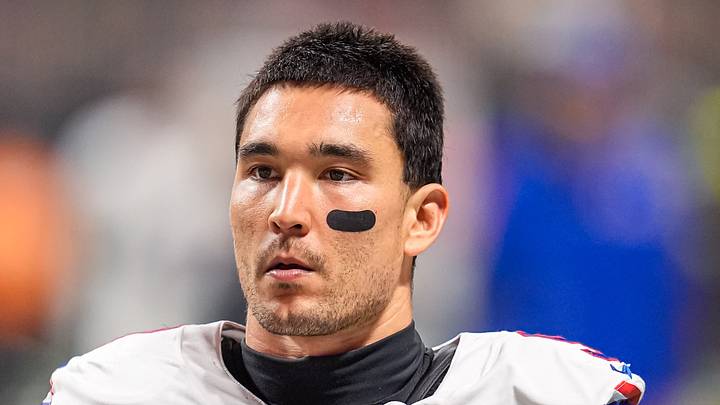 Oct 13, 2025; Atlanta, Georgia, USA; Buffalo Bills safety Taylor Rapp (9) on the field against the Atlanta Falcons at Mercedes-Benz Stadium. Mandatory Credit: Dale Zanine-Imagn Images
