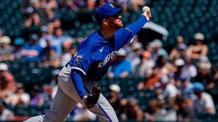 Aug 2, 2026; Denver, Colorado, USA; Kansas City Royals relief pitcher Aaron Bummer (36) pitches in the sixth inning against the Colorado Rockies at Coors Field. Mandatory Credit: Isaiah J. Downing-Imagn Images Aug 2, 2026; Denver, Colorado, USA; Kansas City Royals relief pitcher Aaron Bummer (36) pitches in the sixth inning against the Colorado Rockies at Coors Field. Mandatory Credit: Isaiah J. Downing-Imagn Images