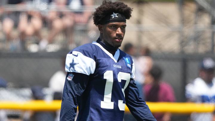 Dallas Cowboys safety Caleb Downs at training camp at River Ridge Playing Fields. Dallas Cowboys safety Caleb Downs at training camp at River Ridge Playing Fields.