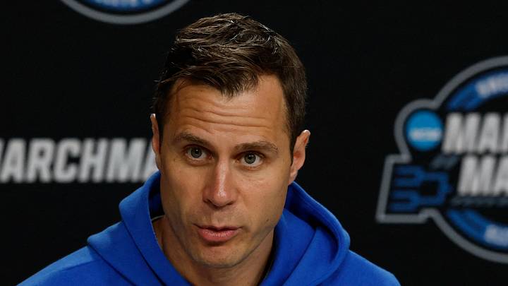 Mar 26, 2026; Washington, DC, USA; Duke Blue Devils head coach Jon Scheyer speaks with the media during a press conference ahead of the east regional of the men's 2026 NCAA Tournament at Capital One Arena. Mandatory Credit: Geoff Burke-Imagn Images Mar 26, 2026; Washington, DC, USA; Duke Blue Devils head coach Jon Scheyer speaks with the media during a press conference ahead of the east regional of the men's 2026 NCAA Tournament at Capital One Arena. Mandatory Credit: Geoff Burke-Imagn Images