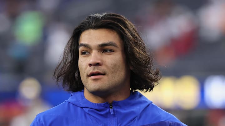 Los Angeles Rams wide receiver Puka Nacua walks on the field Los Angeles Rams wide receiver Puka Nacua walks on the field