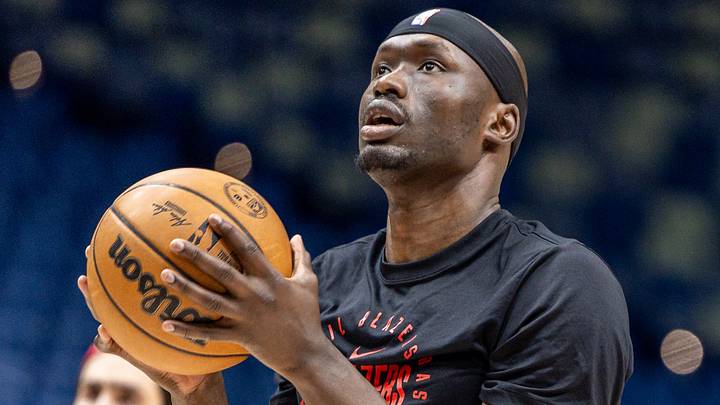 Jan 2, 2026; New Orleans, Louisiana, USA; Portland Trail Blazers center Duop Reath (26) during warmups before the game against the New Orleans Pelicans at Smoothie King Center. Mandatory Credit: Stephen Lew-Imagn Images Jan 2, 2026; New Orleans, Louisiana, USA; Portland Trail Blazers center Duop Reath (26) during warmups before the game against the New Orleans Pelicans at Smoothie King Center. Mandatory Credit: Stephen Lew-Imagn Images