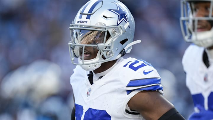 Dallas Cowboys cornerback DaRon Bland celebrates his score against the Carolina Panthers.