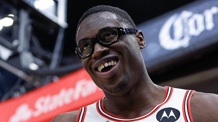 Oct 16, 2024; Chicago, Illinois, USA; Chicago Bulls forward Jalen Smith (7) reacts during the first half of an NBA game against the Minnesota Timberwolves at United Center. Mandatory Credit: Kamil Krzaczynski-Imagn Images