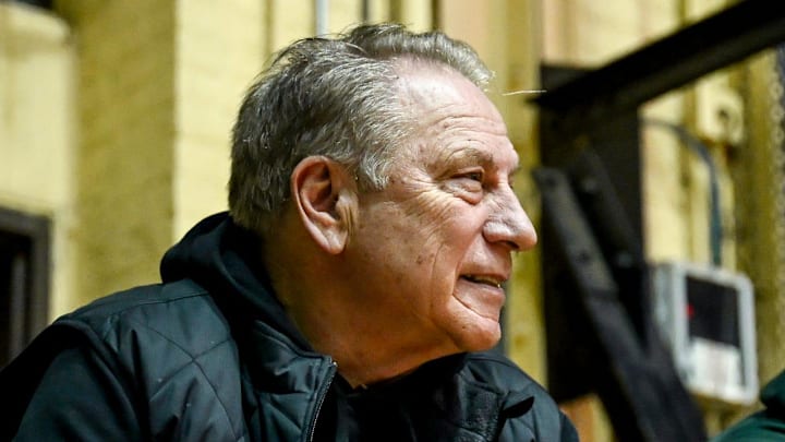 Michigan State head coach Tom Izzo watches East Lansing take on Ann Arbor Pioneer during the fourth quarter on Tuesday, March 10, 2026, at the Don Johnson Fieldhouse in Lansing.
