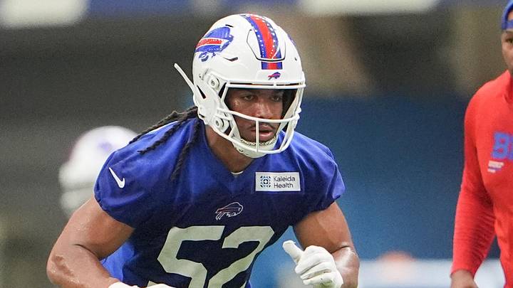 Buffalo Bills linebacker Kaleb Elarms-Orr (52) trains during Buffalo Bills Minicamp.